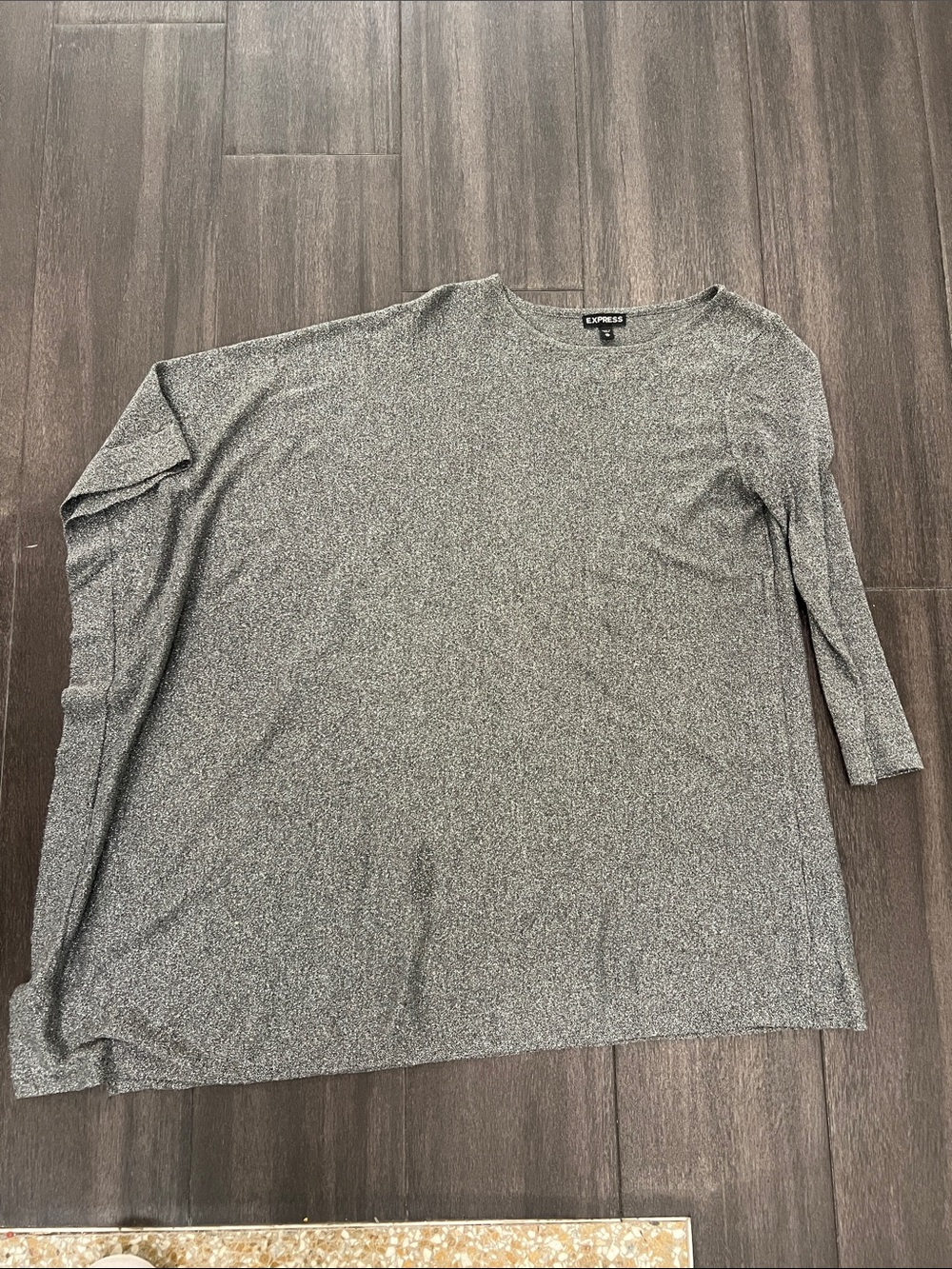 Express Silver Metallic Knit Top